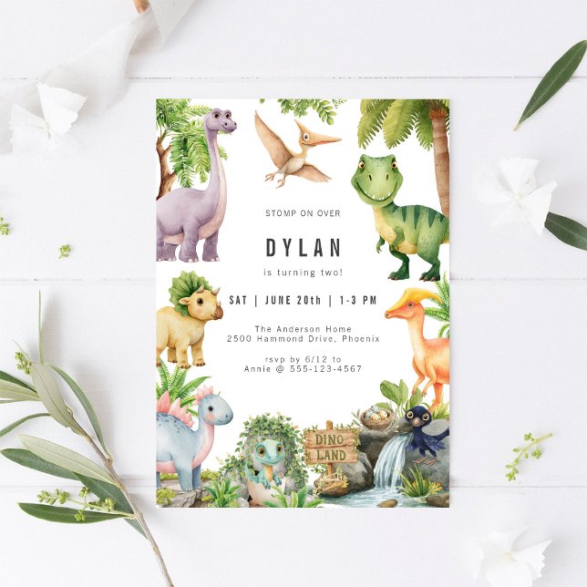 Convite Dinosaur Kids Birthday Party Invitation (Criador carregado)