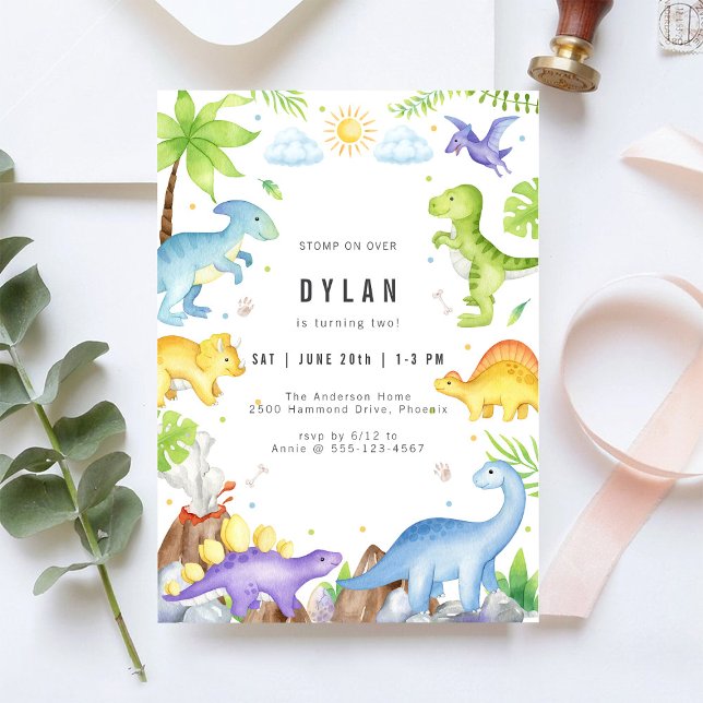 Convite Dinosaur Kids Birthday Party Invitation (Criador carregado)