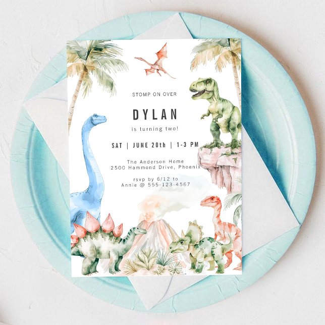 Convite Dinosaur Kids Birthday Party Invitation (Criador carregado)