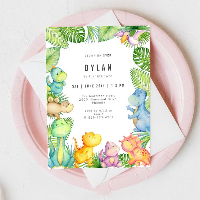 Convite Dinosaur Kids Birthday Party Invitation (Criador carregado)