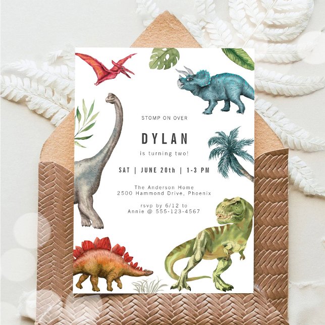 Convite Dinosaur Kids Birthday Party Invitation (Criador carregado)