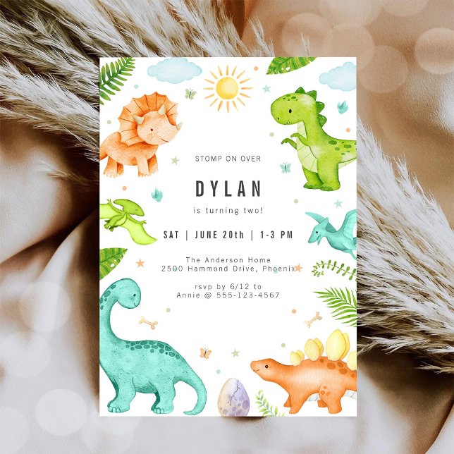 Convite Dinosaur Kids Birthday Party Invitation (Criador carregado)