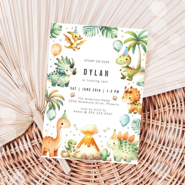 Convite Dinosaur Kids Birthday Party Invitation (Criador carregado)