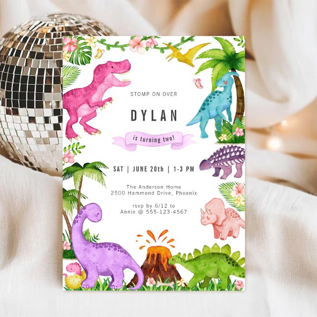 Convite Dinosaur Kids Birthday Party Invitation (Criador carregado)