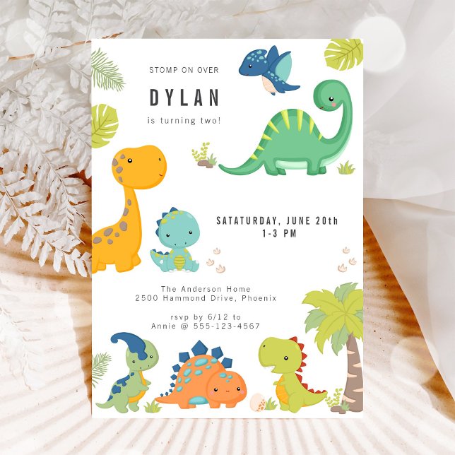 Convite Dinosaur Kids Birthday Party Invitation (Criador carregado)