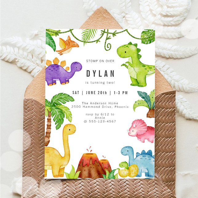 Convite Dinosaur Kids Birthday Party Invitation (Criador carregado)