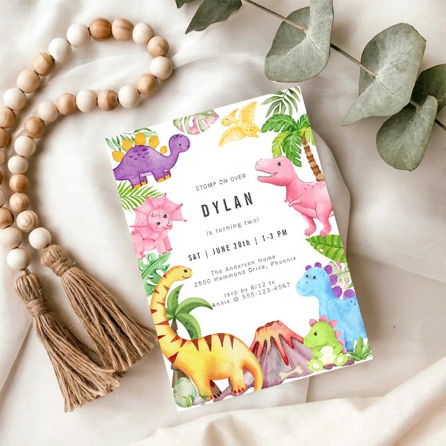 Convite Dinosaur Kids Birthday Party Invitation (Criador carregado)