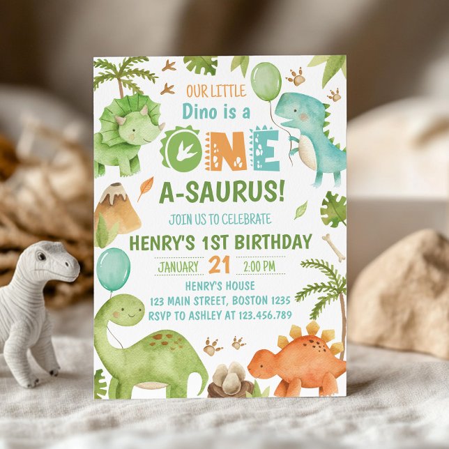 Convite Dinosaur One-A-Saurus 1st Birthday Party (Criador carregado)