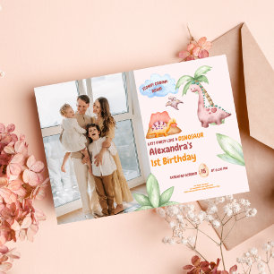 Convite Dinosaur Stomp Chomp Rawr primeiro aniversario Par