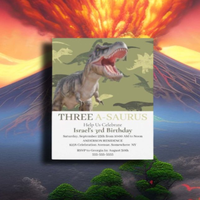 Convite Dinosaur T Rex Jurassic World Padrão Crianças (Criador carregado)