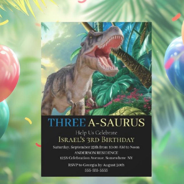 Convite Dinosaur T Rex Kids Jurassic World  (Roar into Fun: T-Rex Jurassic World Birthday Invitation!)