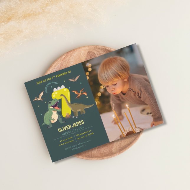 Convite Dinosaur theme boy 7th birthday  (Criador carregado)