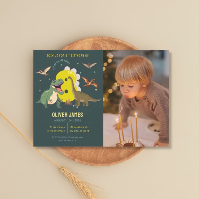 Convite Dinosaur theme boy 8th birthday  (Criador carregado)
