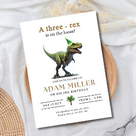 Convite Dinosaur Três Rex Aniversário 3º Aniversário Menin