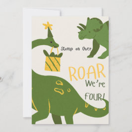 Convite Dinosaur Twins 4th Birthday Invitations