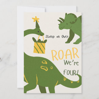 Convite Dinosaur Twins 4th Birthday Invitations