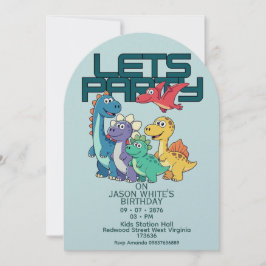 Convite Dinosaurs Themed Boy Birthday Invitation