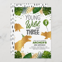 Convite Dinossaur Aniversário Convide Wild E Três Festas D