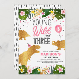 Convite Dinossaur Aniversário Convide Wild E Três Festas D