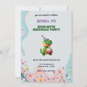 Convite Dinossaur Birthday Bash Personalizado