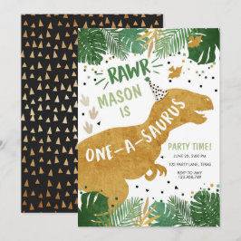 Convite Dinossaur Birthday T-Rex Boy 1rua Primeiro Anivers