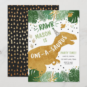 Convite Dinossaur Birthday T-Rex Boy 1rua Primeiro Anivers