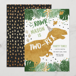 Convite Dinossaur Birthday T-Rex Boy Two Dino segundo aniv