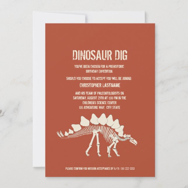 Convite Dinossaur Dig Birthday (Frente)