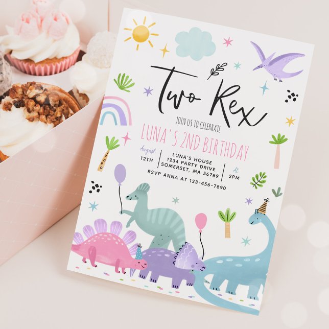 Convite Dinossaur, Dois segundos aniversários Rex (Criador carregado)