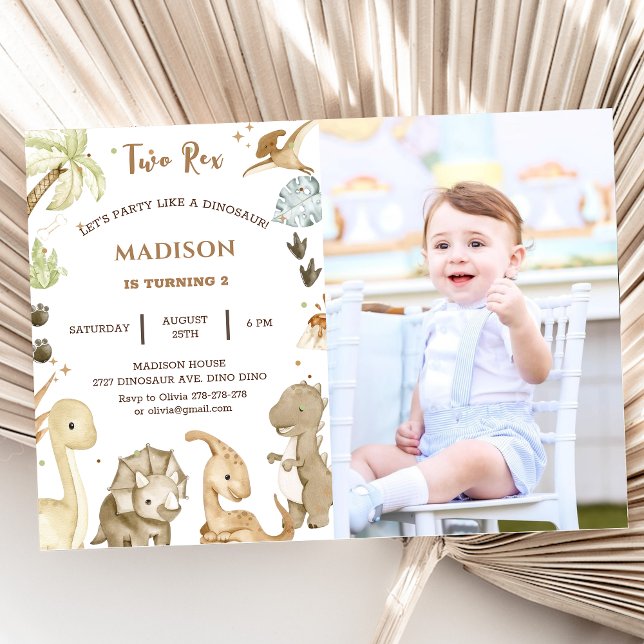 Convite Dinossaur, Dois segundos aniversários Rex (Criador carregado)