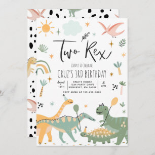 Convite Dinossaur, Dois segundos aniversários Rex
