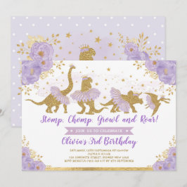 Convite Dinossaur Princesa Ballerina Rosa Ballerina Aniver