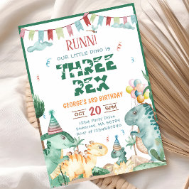 Convite Dinossaur Três Festa Rex aniversário de 3 anos