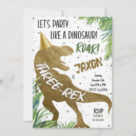 Convite Dinossaur Três Rex aniversário de 3 anos, Partido