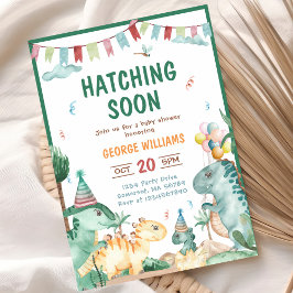 Convite Dinossaur Watercolor Hatching Logo Chá de fraldas