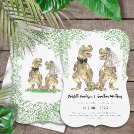 Convite Dinossaur Wedding T-Rex Bride and Groom