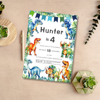 Convite Dinossauro 4º Aniversário