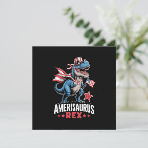 Convite Dinossauro 4 de Julho Amerisaurus T Rex Engraçado
