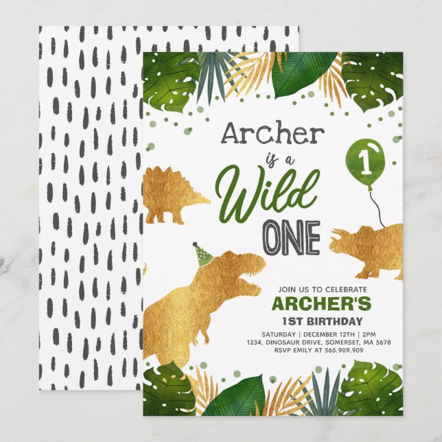 Convite Dinossauro Aniversário Convidar Um Partido Dinossa (Frente/Verso)