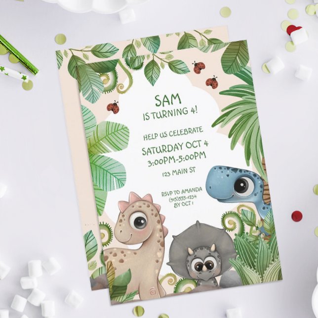 Convite Dinossauro Aniversário de criança Dino (Dinosaur Birthday Party Invitations)