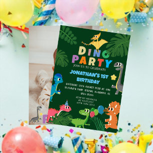 Convite Dinossauro Aniversário Simples Primeiro Aniversári
