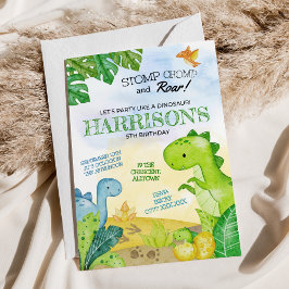 Convite Dinossauro, Aniversário, Stomp, Chomp & Roar!