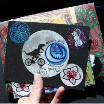 Dinossauro Bike e lua retro 80s Dino