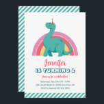 Convite Dinossauro bonito e Rainbow Kids Dino Aniversário<br><div class="desc">Design para crianças,  meninos ou meninas que amam dinossauros,  desenhos animados de dino,  T-rex e outras espécies de dinossauros. Perfeito para a festa de aniversário do tema Jurássico. Você pode personalizar o texto para ajustado outras ocasiões.</div>