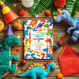 Convite Dinossauro Colorido, Era Festa de aniversário