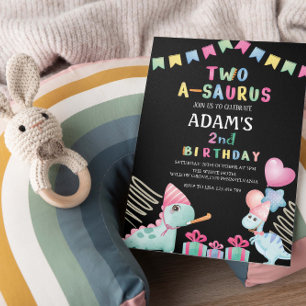 Convite Dinossauro do Partido Negra segundo aniversário Do
