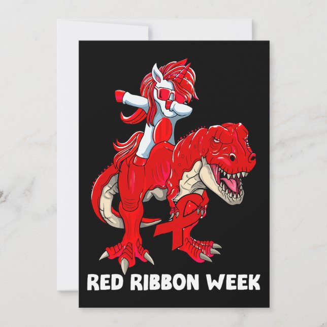 Convite Dinossauro Do Unicórnio Vestimos Vermelho Para A S (Frente)