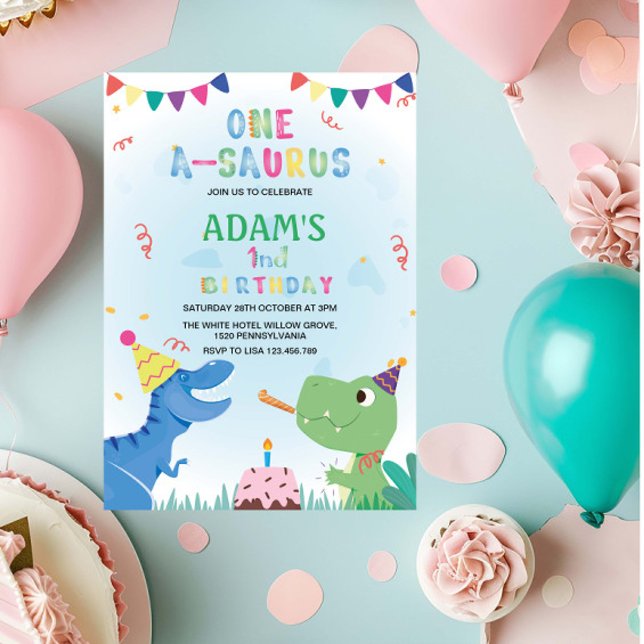 Convite Dinossauro e Bolo do Primeiro primeiro aniversario (Criador carregado)
