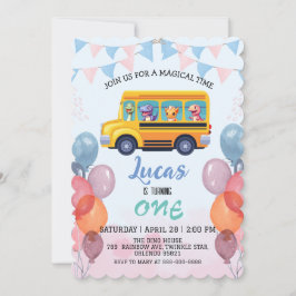 Convite Dinossauro engraçado De Volta à Escola Ônibus Meni