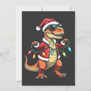 Convite Dinossauro Envolto com Luzes de Natal Chapéu do Pa